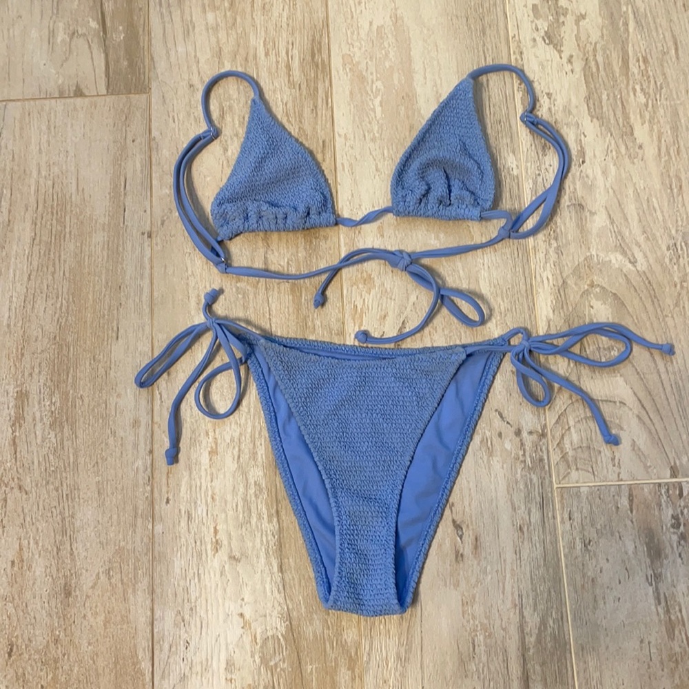 la hearts blue ruched bikini